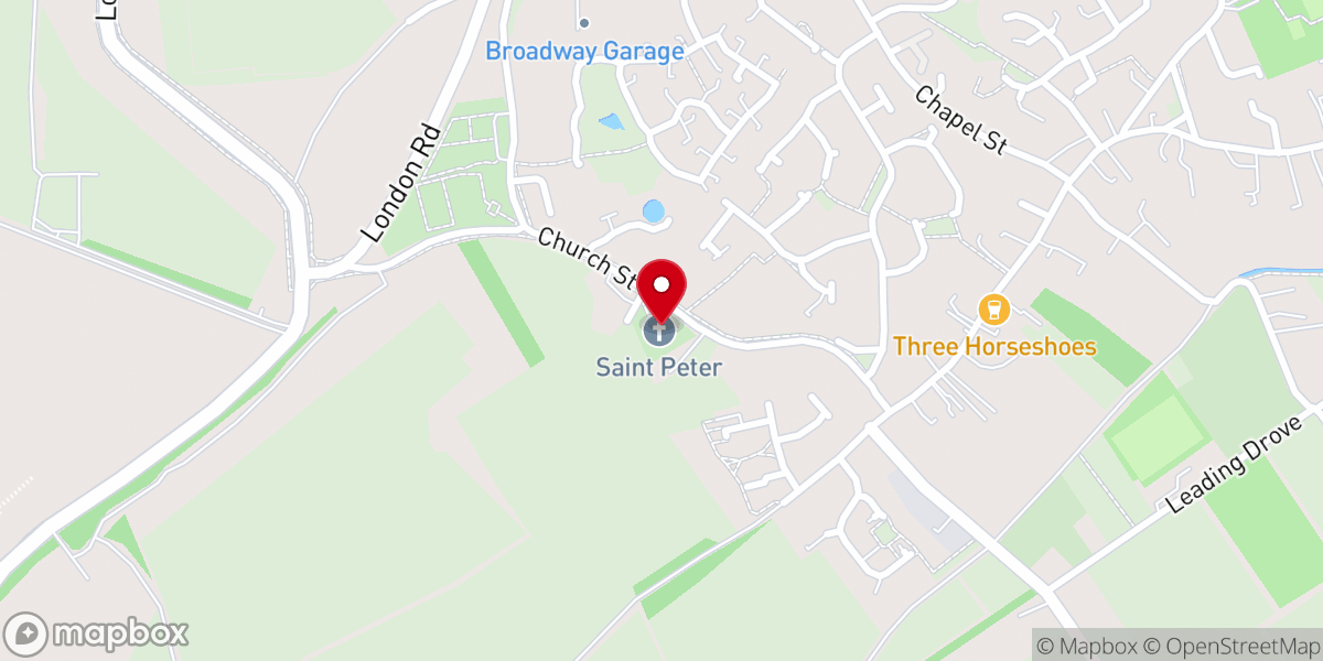 Map showing location of St Peter's Church, Yaxley