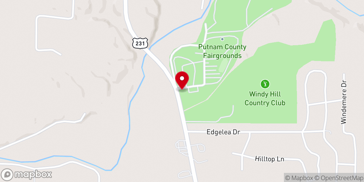 Map showing location of Putnam County Fairgrounds