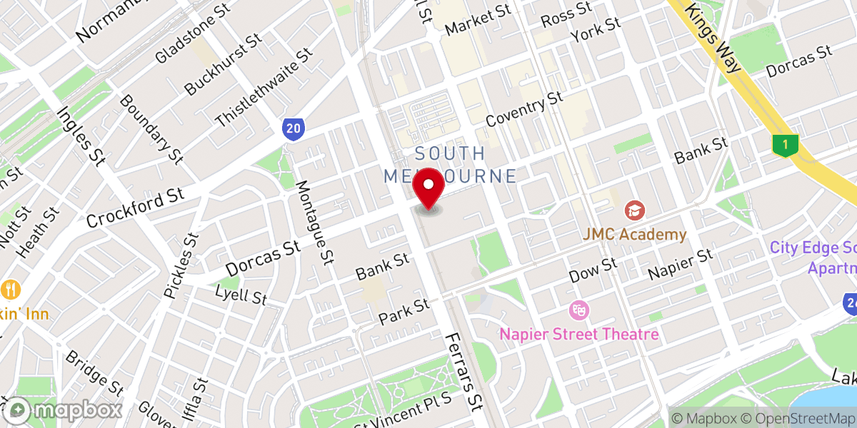 Map showing location of South Melbourne Uniting Church