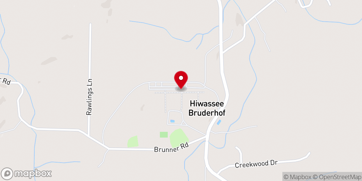 Map showing location of Hiwassee Bruderhof Community
