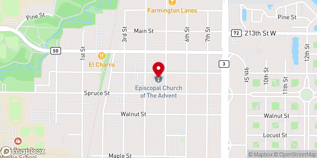Map showing location of Episcopal Advent Church