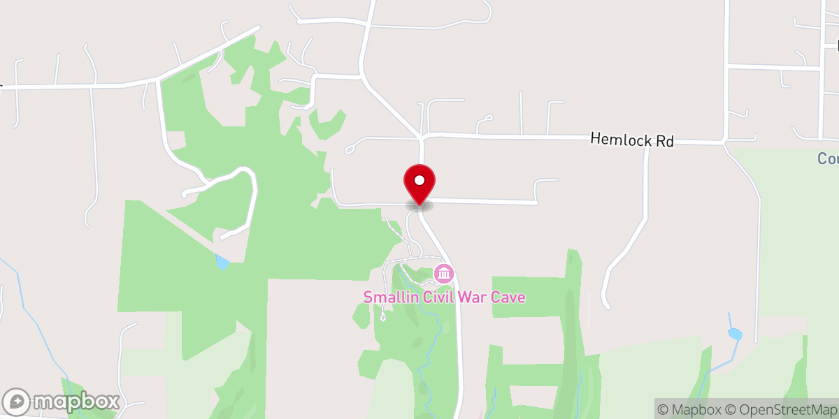 Map showing location of Smallin Civil War Cave