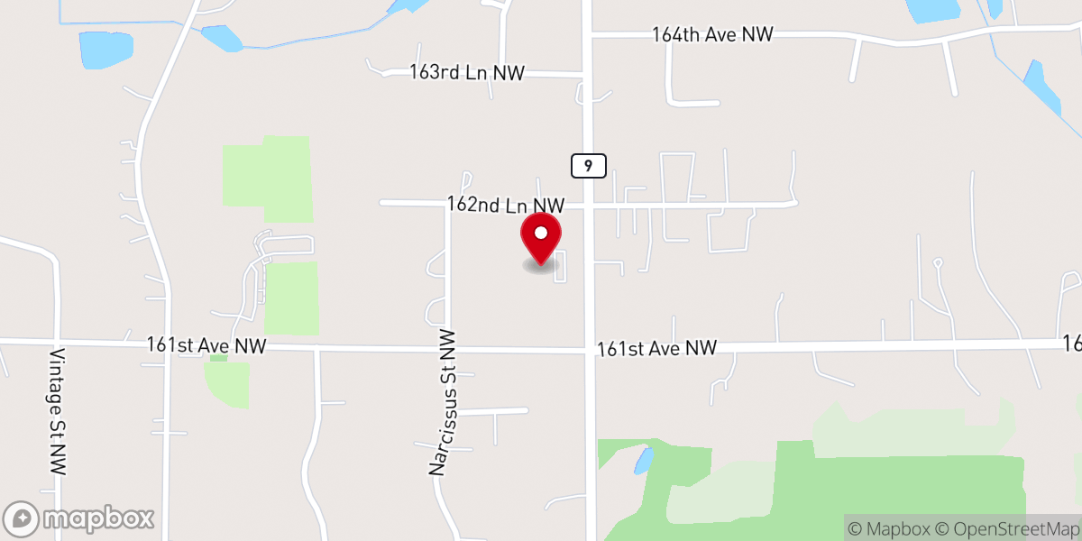 Map showing location of Hope Evangelical Lutheran Church