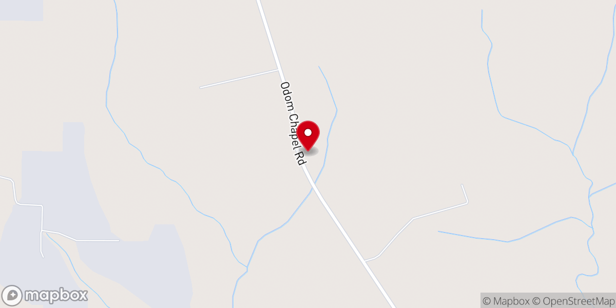 Map showing location of Odom Chapel Baptist Church