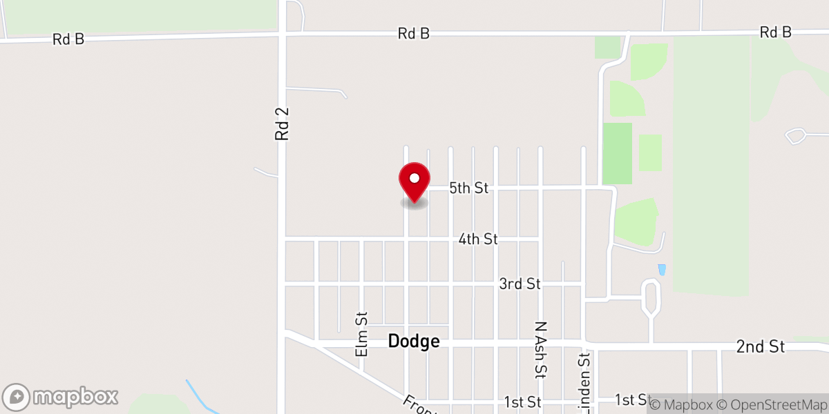 Map showing location of Dodge Church