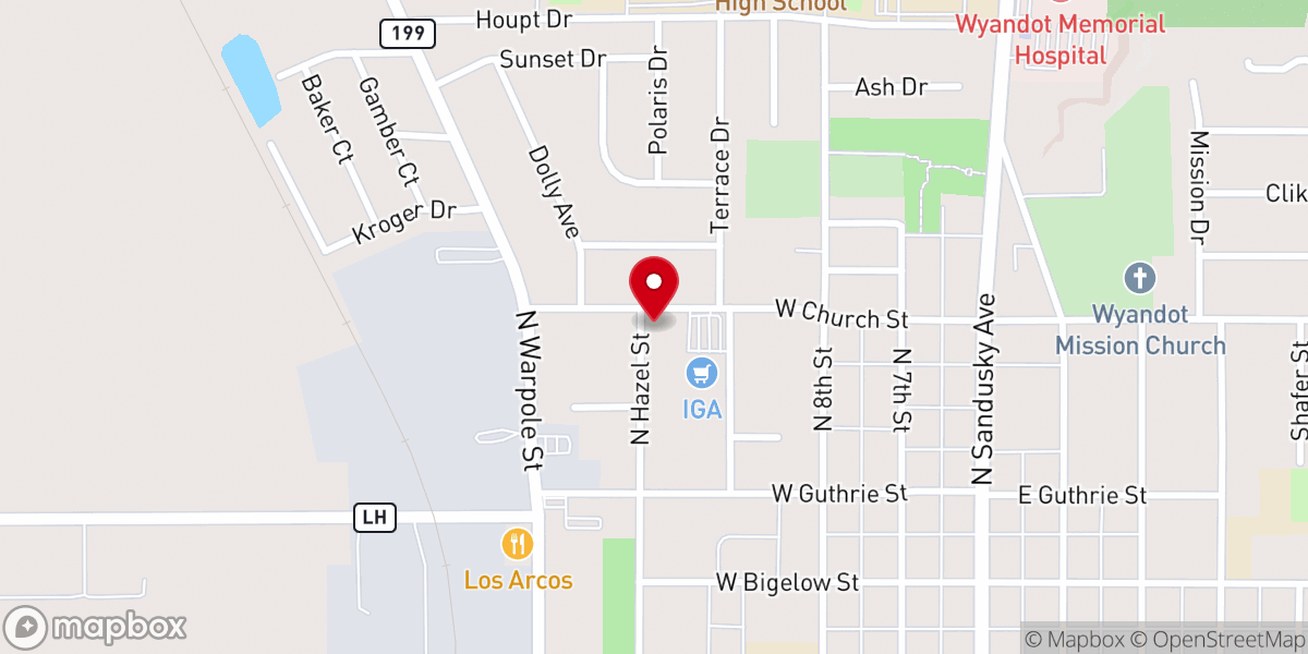 Map showing location of Huntington Bank