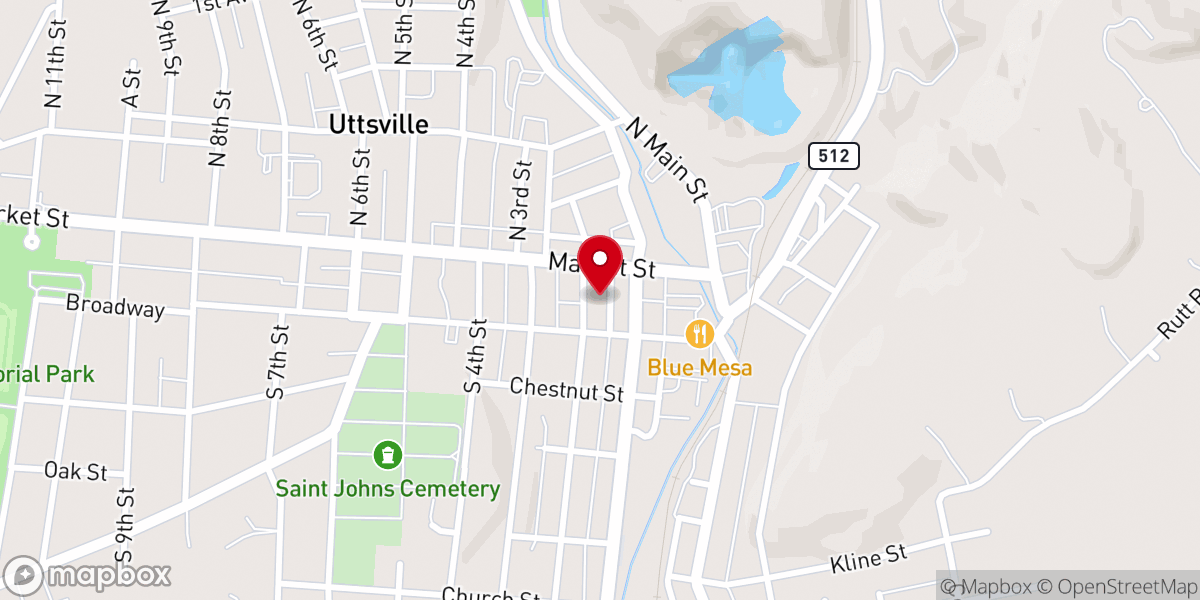 Map showing location of First United Evangelical Church