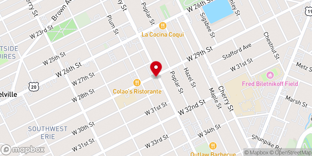 Map showing location of Erie Allegheny Wesleyan Methodist Church