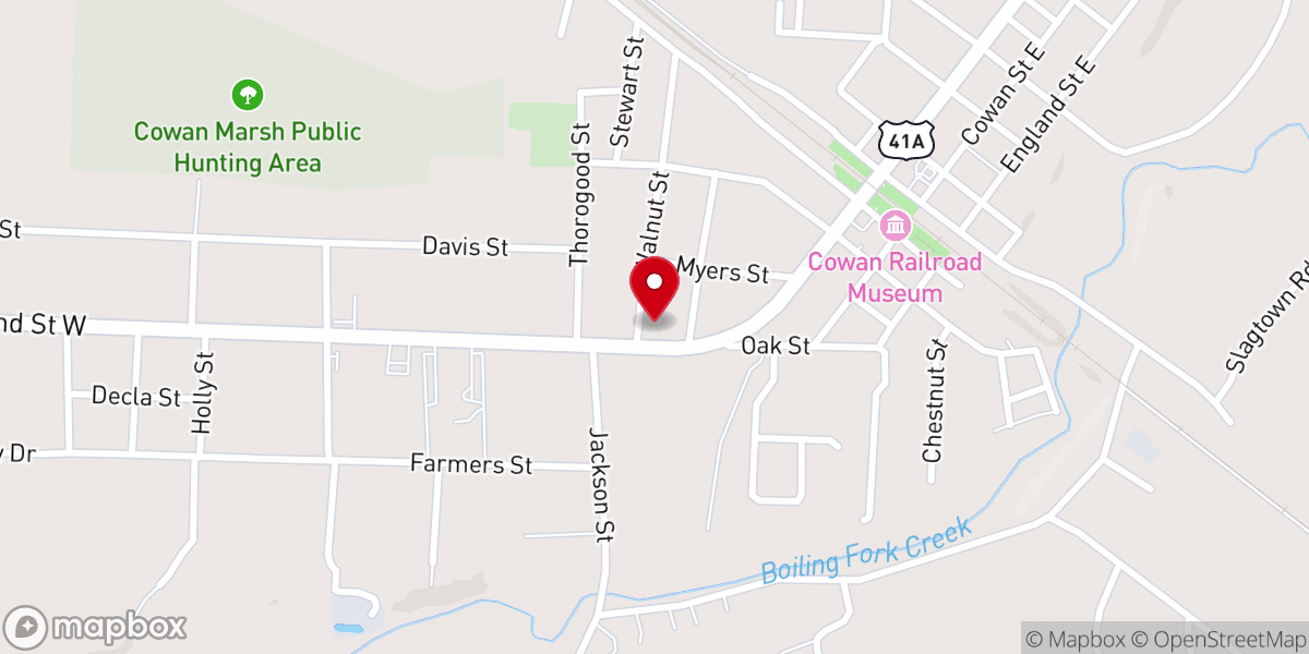 Map showing location of Cowan Church of the Nazarene