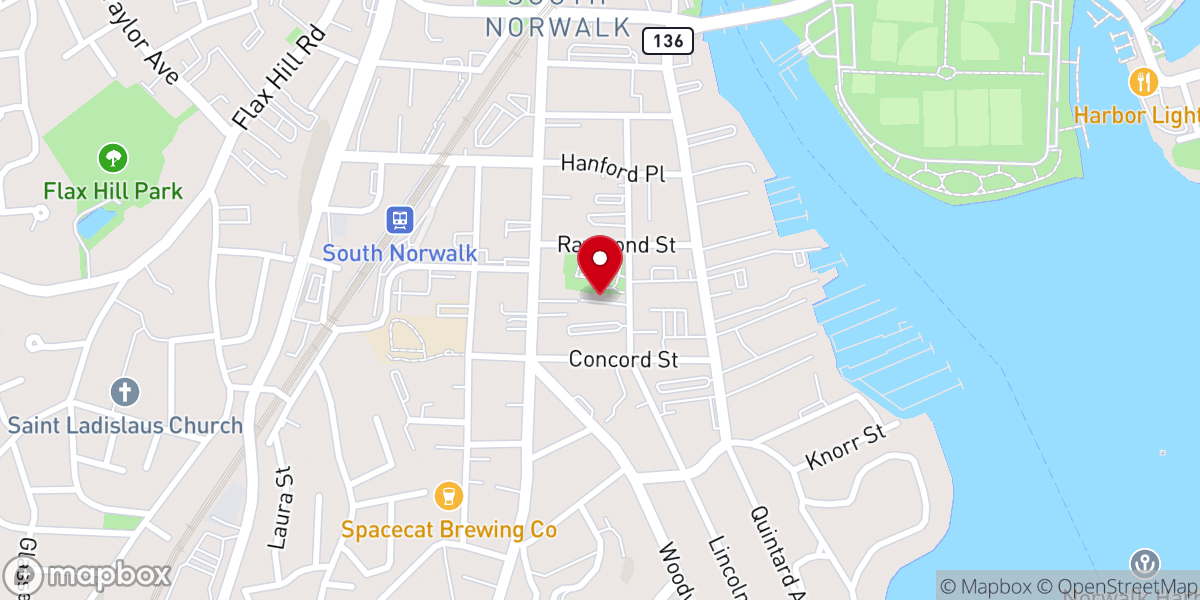 Map showing location of French Speaking Baptist Church of Norwalk