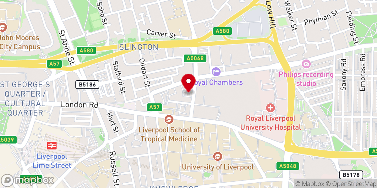 Map showing location of Liverpool Spiritualist Church