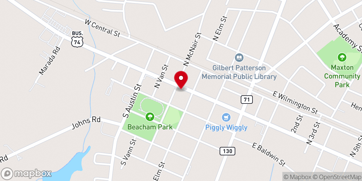 Map showing location of United Calvary Church