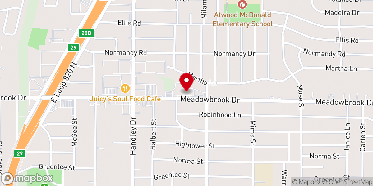 Map showing location of Bethel Fort Worth Assemblies of God