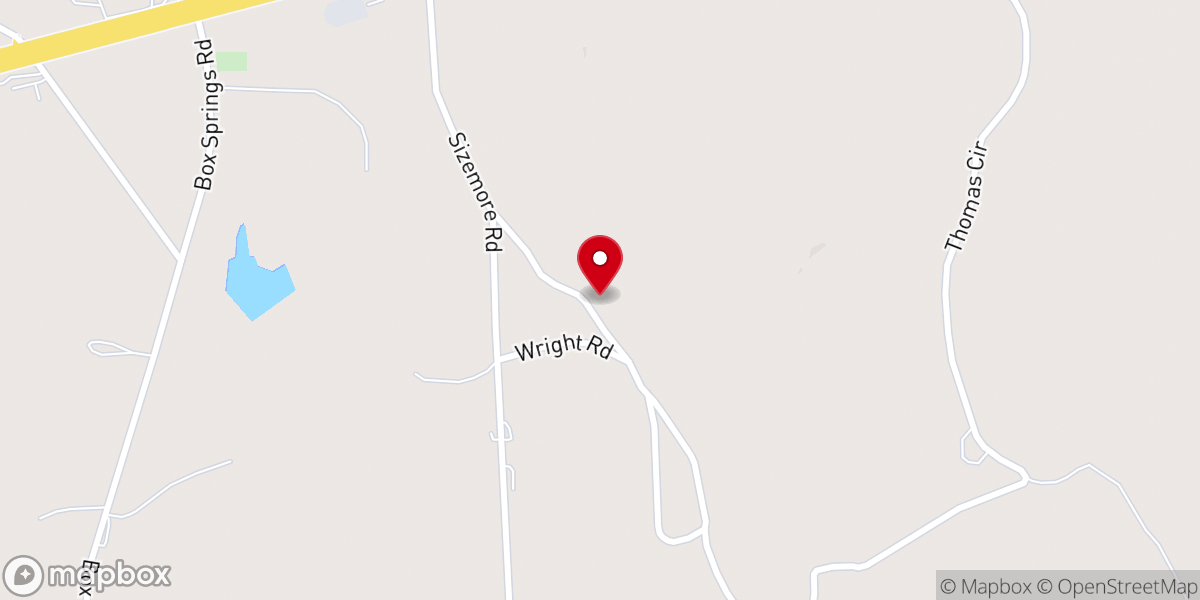 Map showing location of Box Springs Church