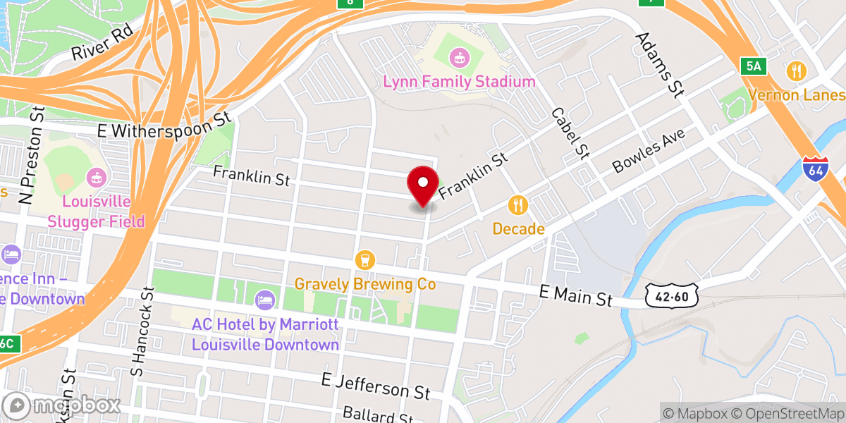 Map showing location of Franklin Street Baptist Church