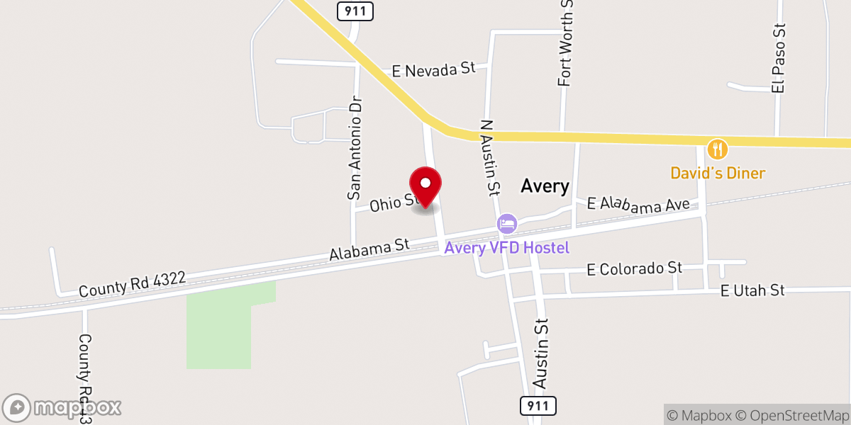 Map showing location of Avery Missionary Baptist Church