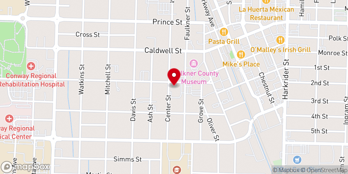 Map showing location of Robinson & Center Church of Christ