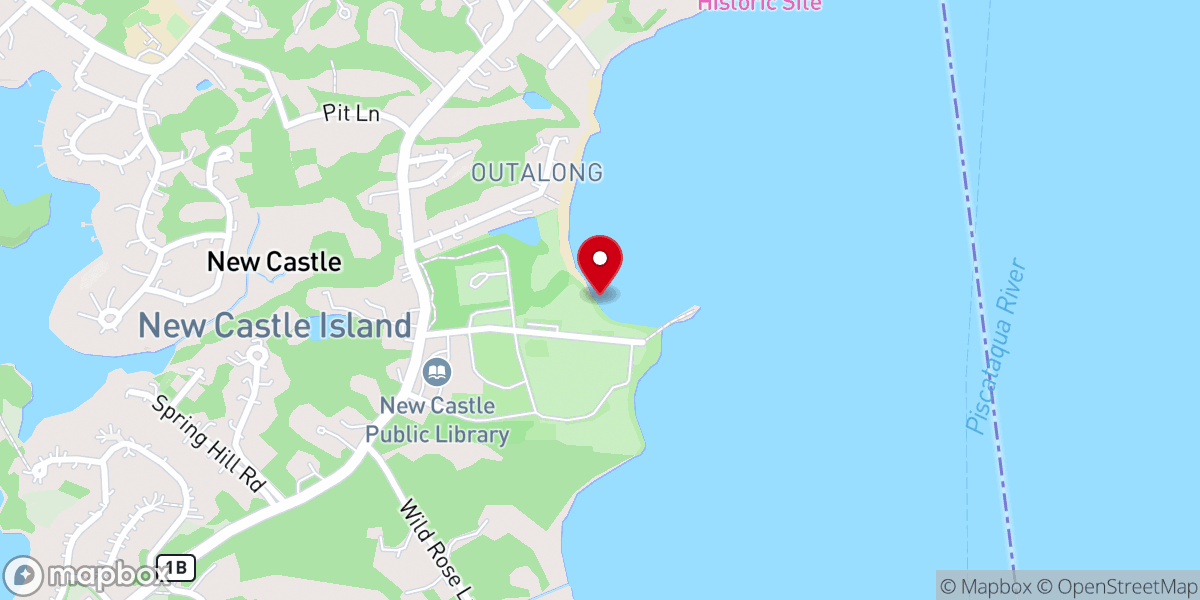 Map showing location of New Castle Beach