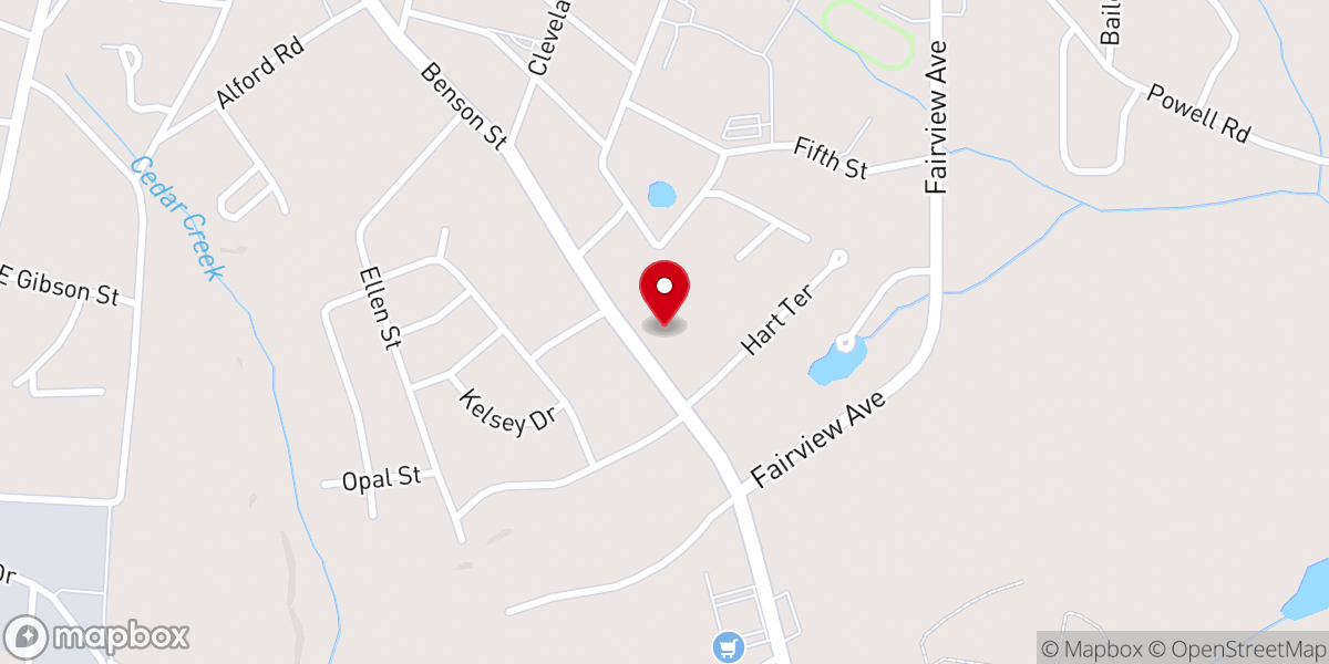 Map showing location of Faith Lutheran Church
