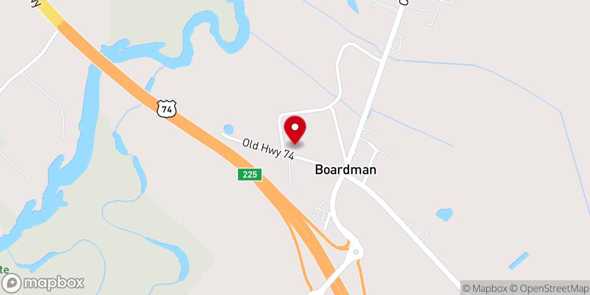 Map showing location of P H Boardman Church