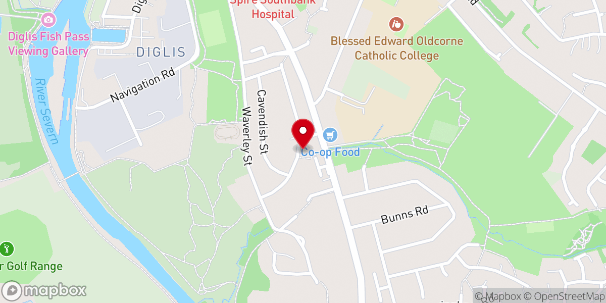 Map showing location of St Marks Church