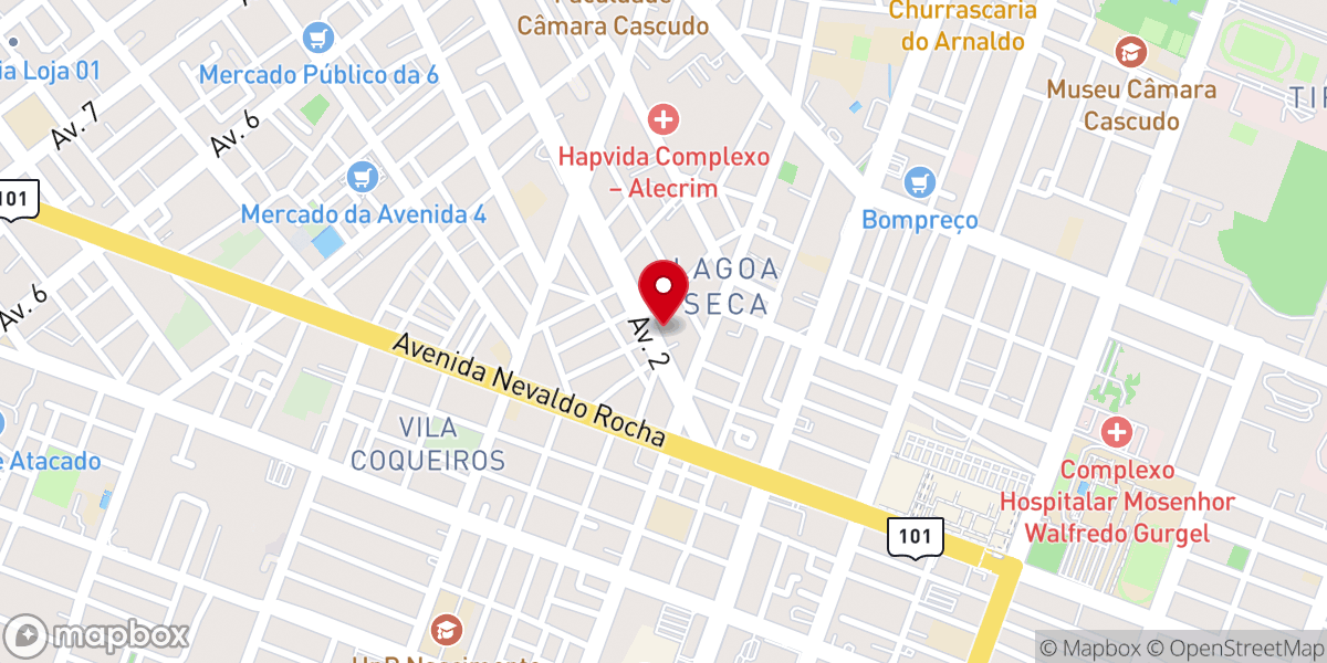 Map showing location of Primeira Igreja Batista de Natal