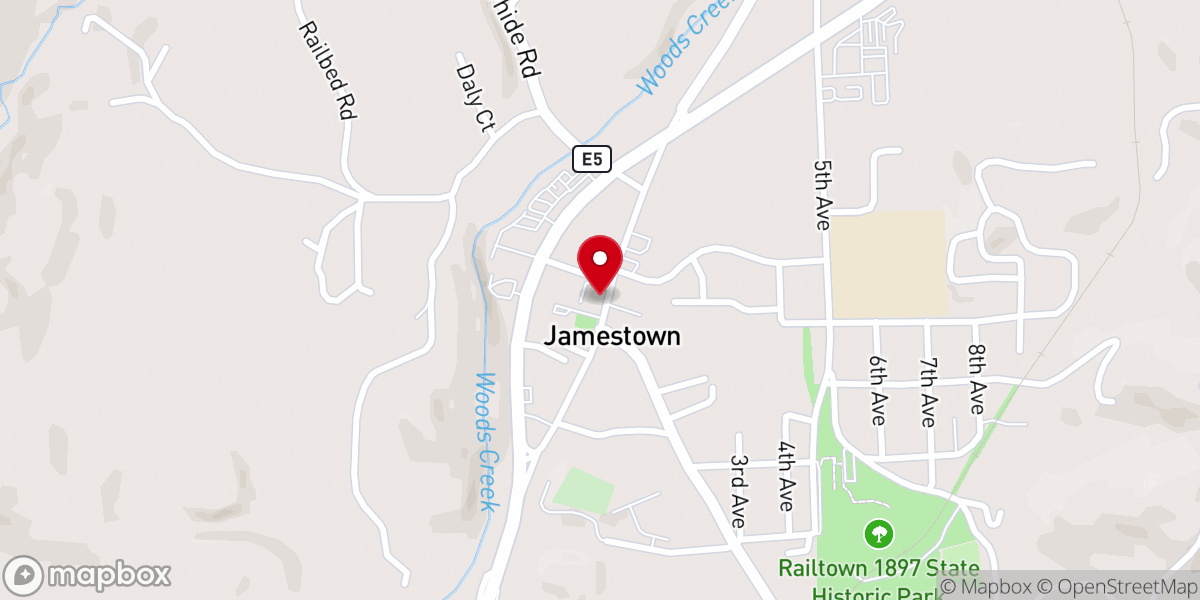 Map showing location of Jamestown Community Hall