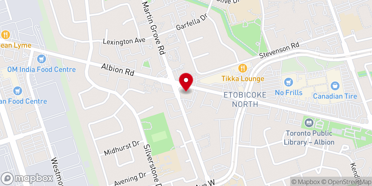 Map showing location of Toronto West Seventh-day Adventist Church