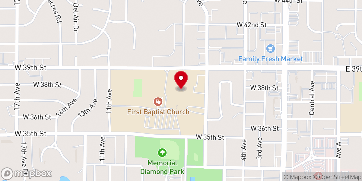 Map showing location of First Baptist Church