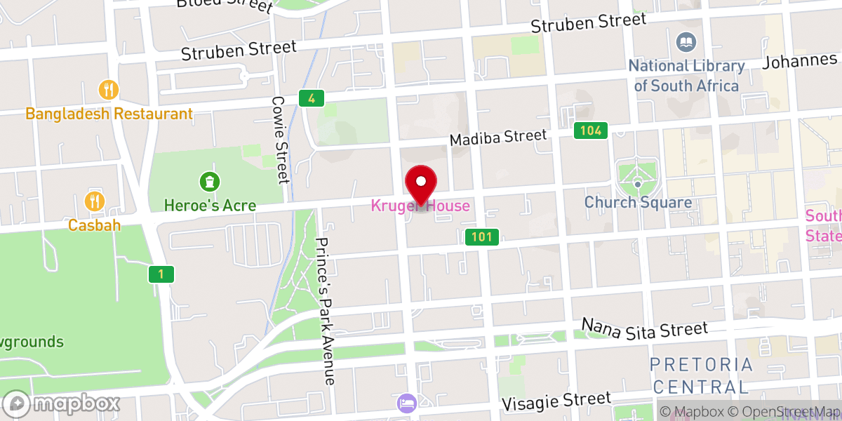 Map showing location of Gereformeerde Kerk - Pretoria