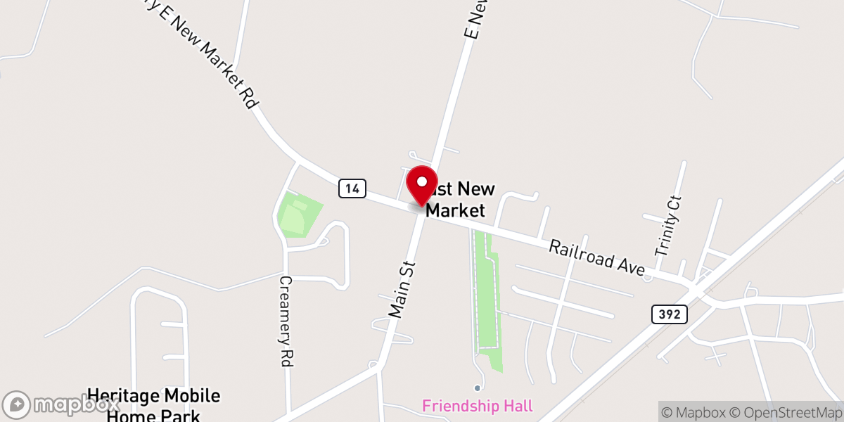 Map showing location of East New Market