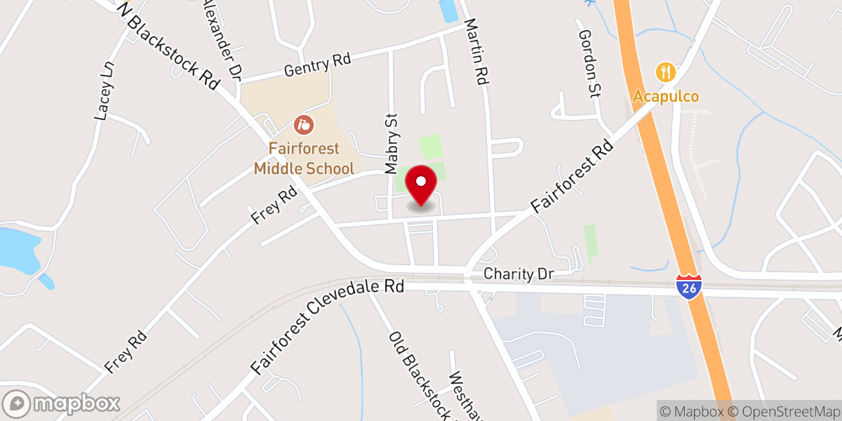 Map showing location of Fairforest Baptist Church Office