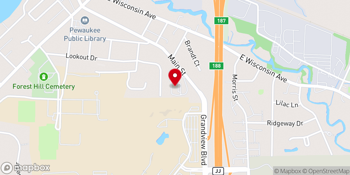 Map showing location of Pewaukee Food Pantry