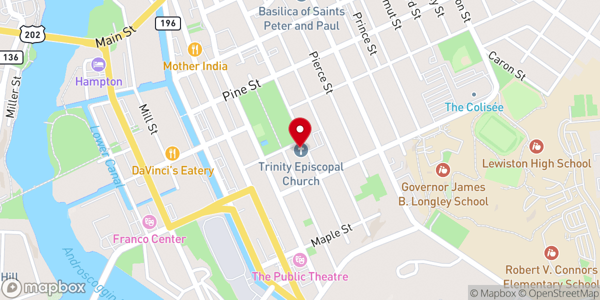 Map showing location of Trinity Episcopal Church
