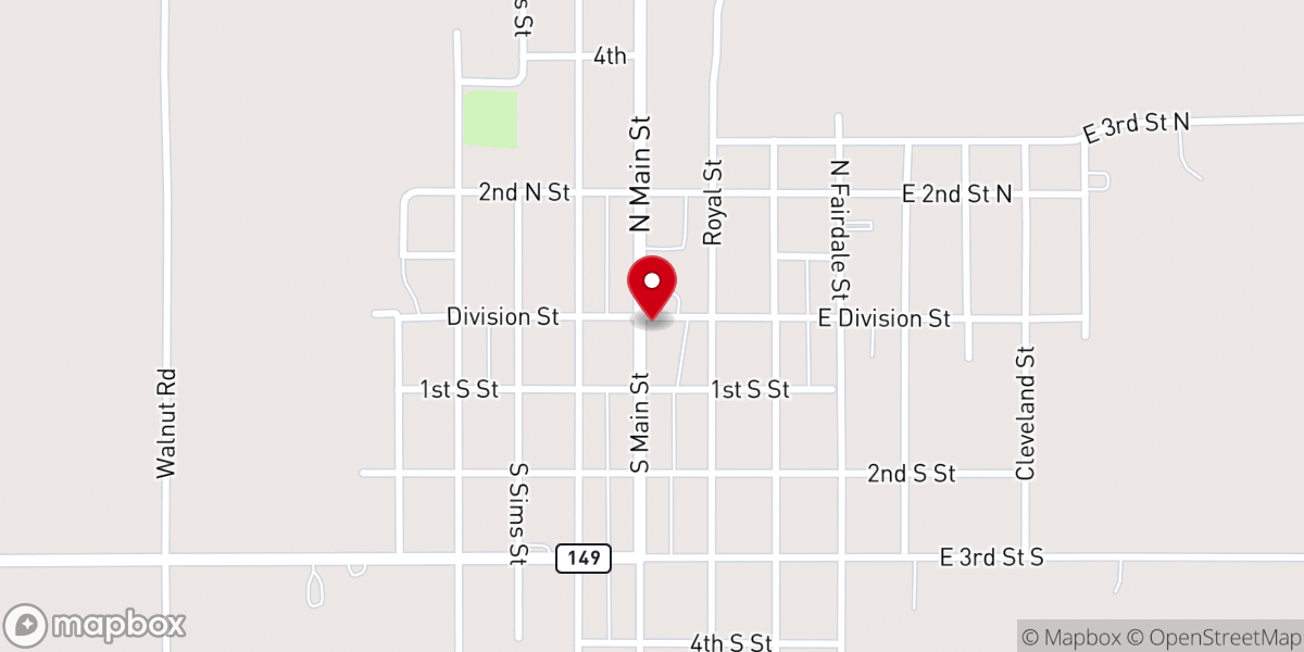 Map showing location of First Christian Church