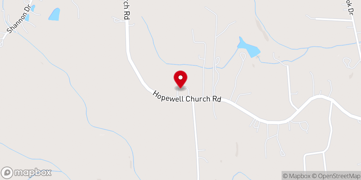 Map showing location of Hopewell United Methodist Church