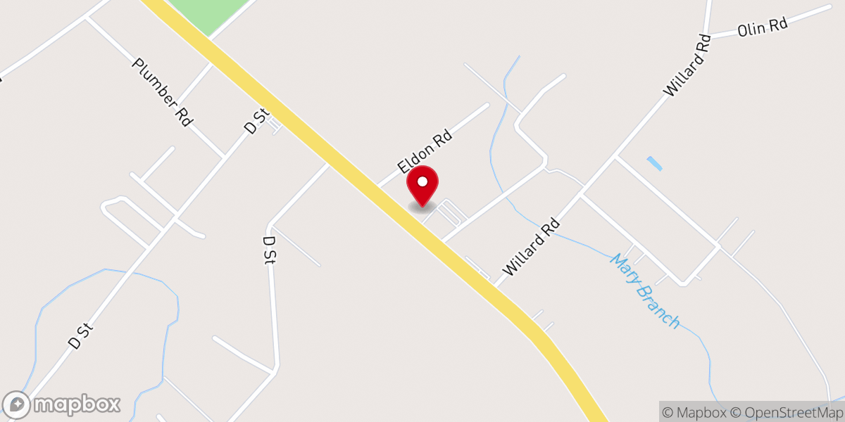 Map showing location of Evergreen Freewill Baptist Church