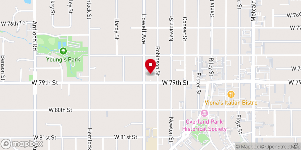 Map showing location of Overland Park Lutheran Church