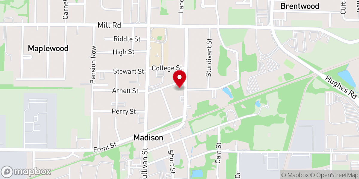 Map showing location of Madison Methodist Church