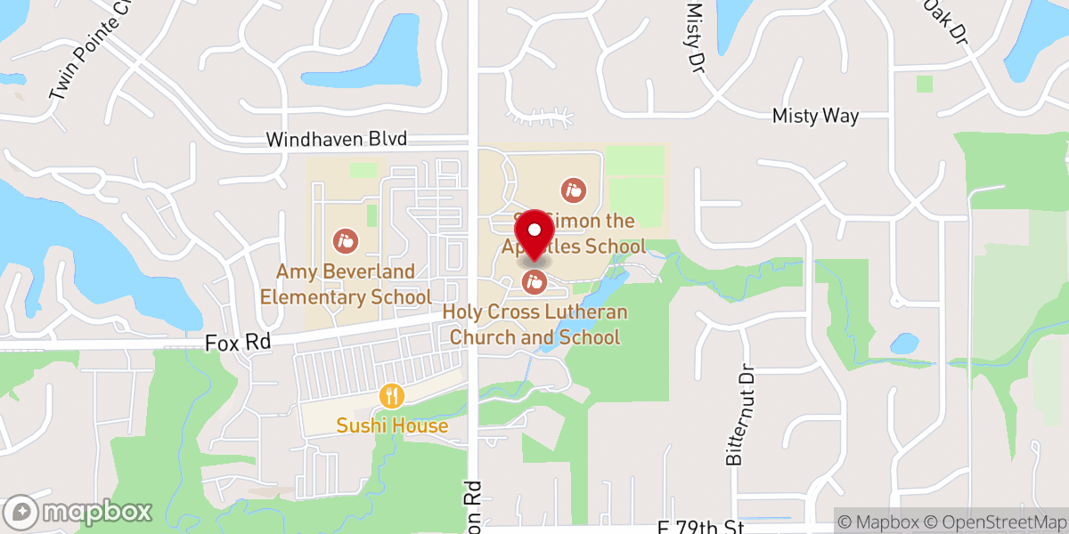 Map showing location of Holy Cross Lutheran Church & School