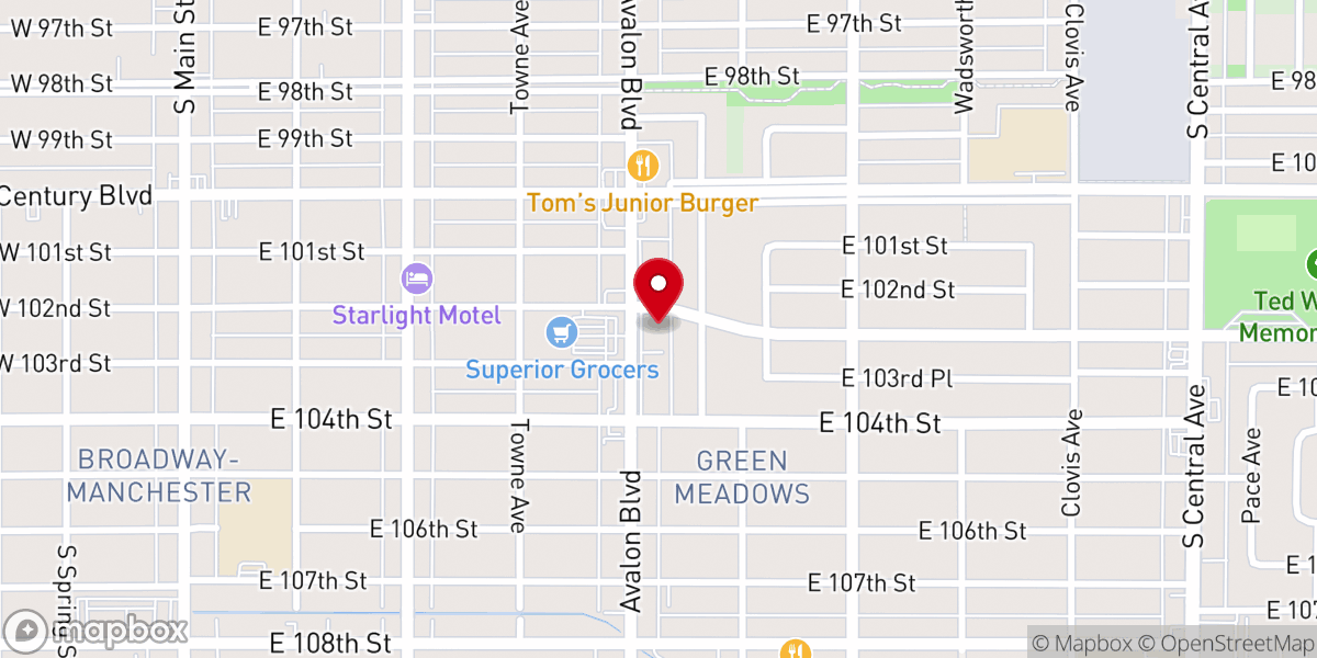 Map showing location of Beacon Light Baptist Church
