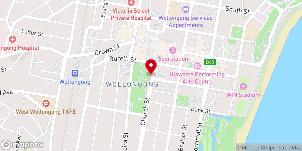Map showing location of Wollongong Anzac Memorial