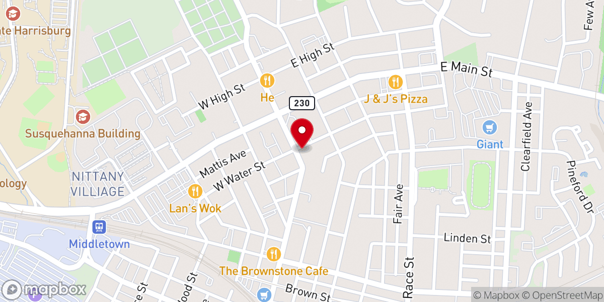 Map showing location of Presbyterian Congregation of Middletown