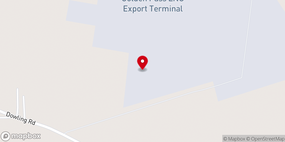 Map showing location of Golden Pass LNG Terminal
