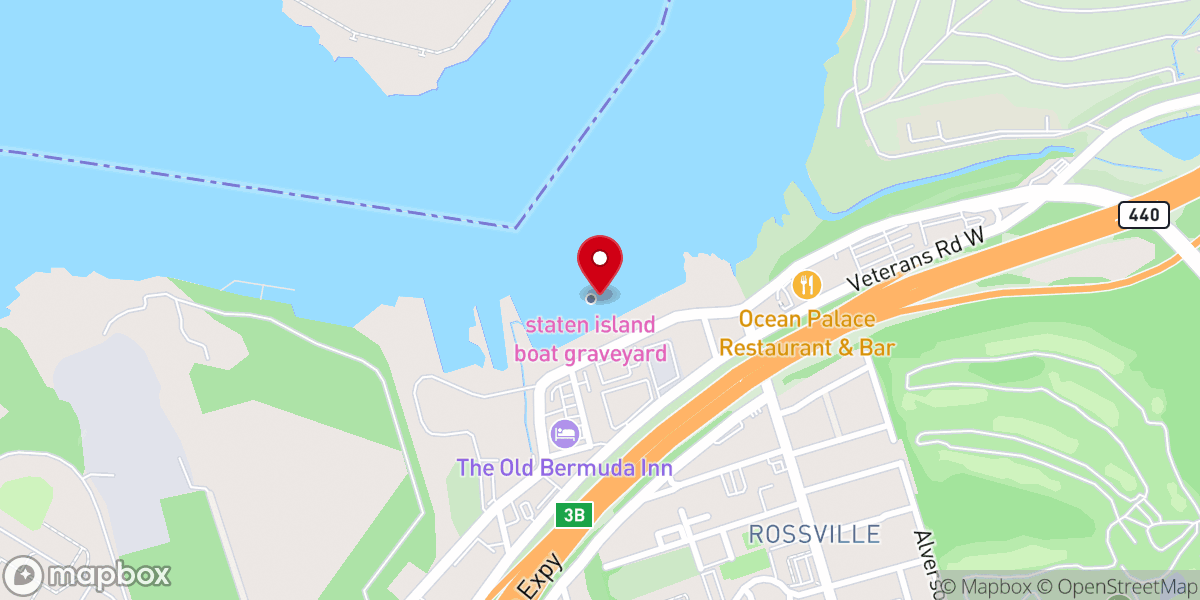 Map showing location of Staten Island Boat Graveyard