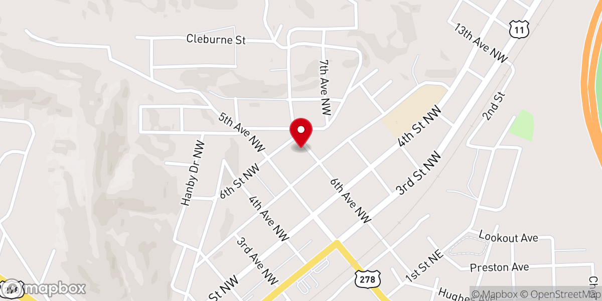 Map showing location of Attalla AOH Church of God