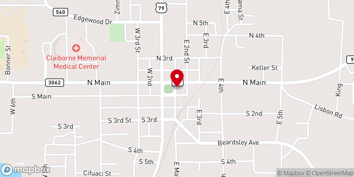 Map showing location of Claiborne Clerk's Office