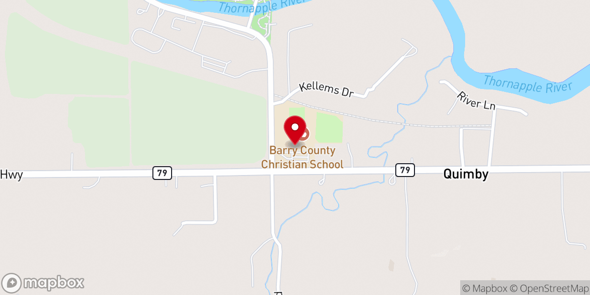 Map showing location of Barry County Christian School