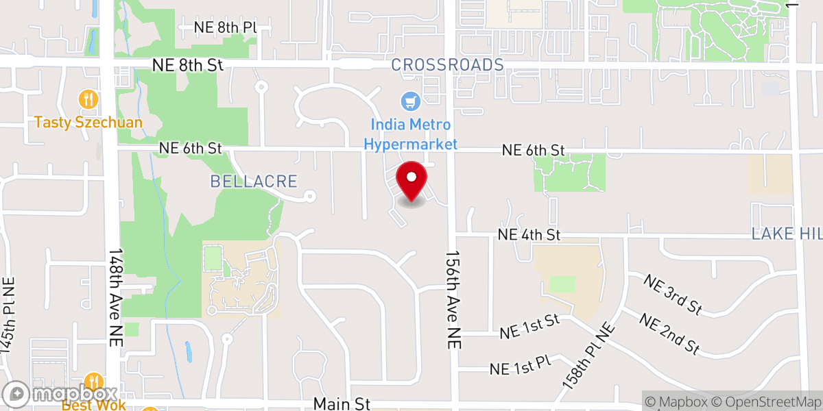 Map showing location of Cross of Christ Lutheran Church (ELCA) - Bellevue, WA