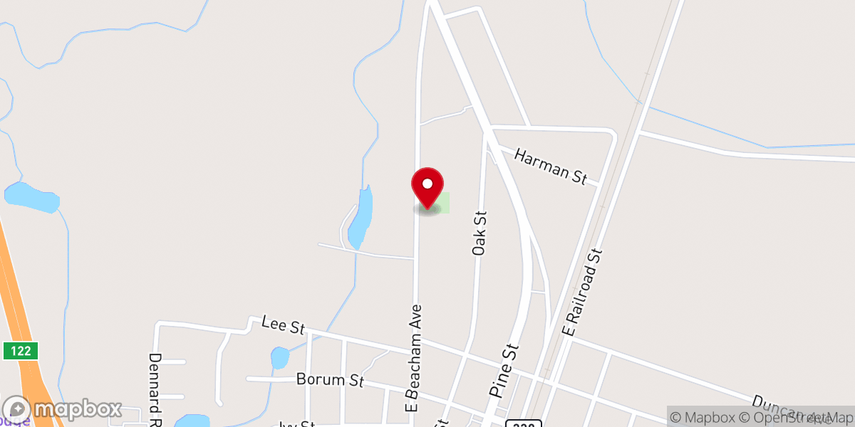 Map showing location of Camp Creek Baptist Church
